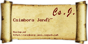 Csimbora Jenő névjegykártya